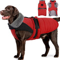 MIGOHI Snowproof Dog Coat - Thick Fleece Dog Jacket with Adjustable Collar, Keep Warm Winter Coat for Medium Dogs Cold Weather Walking Playing,Australian Shepherd,XL,RedBlack