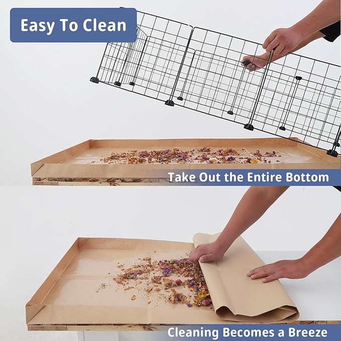Disposable Guinea Pig Cage Liners, 36"x 24" Large Liner Bag for Guinea Pig Cage Bottom, Water-Resistant Kraft Paper (25 Pack)