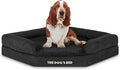The Dog’s Bed Orthopedic Memory Foam Corner Dog Bed, Calming Surface – CertiPUR-Certified Foam, Plush Fabric, Black Plush, Large