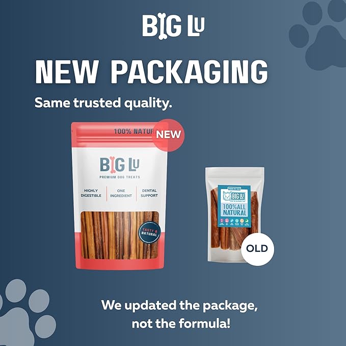 Big Lu - 5-6 Inch Stuffed Beef Jerky Sticks for Dogs, 20 Count, Premium All-Natural Gullet Chews, High-Protein, Easily Digestible, Supports Dental Health and Joint Mobility