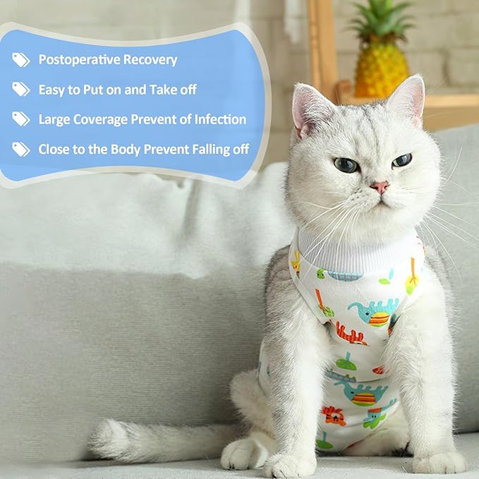 Coppthinktu Cat Recovery Suit Female, Breathable Cat Onesie After Surgery Female for Abdominal Wounds or Skin Diseases, Surgery Recovery Suit Kitten Surgical Onesie After Spay Wear Anti Licking