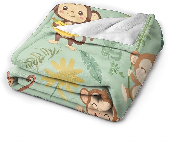 Monkey Blanket Cute Cartoon Monkey Throw Blanket Gifts for Monkey Lovers Girls Boys Kids Women Men Adults Super Soft Cozy Plush Fluffy Fuzzy Fleece Blanket Home Decor 60''X80''