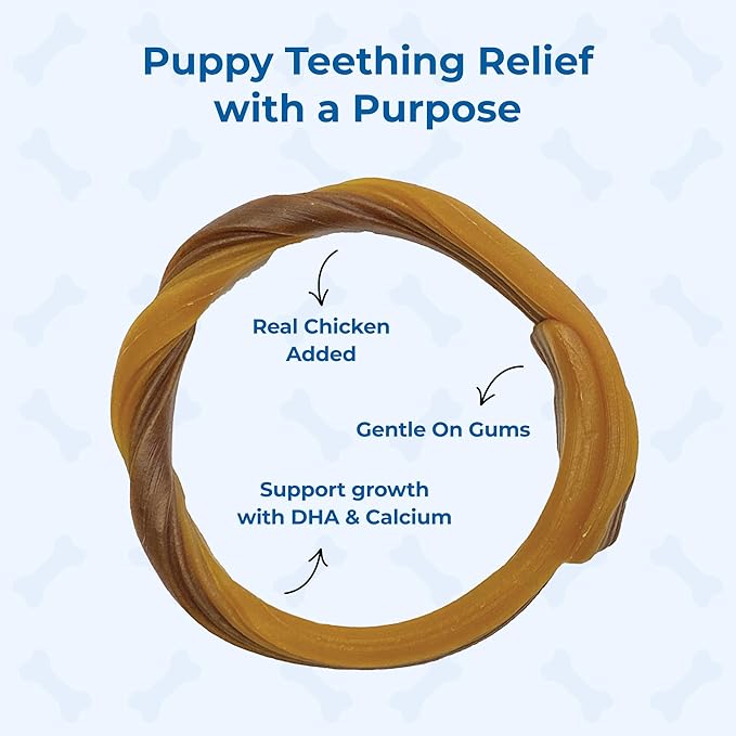 N-Bone Puppy Teething Rings Tex-Mex 3 count bag Variety Pack, Chicken Fajitas & Queso Con Carne Flavor, Total 2 bags, 7.2-oz, 6 Rings