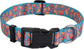 Dog Collar for Medium Dogs, Soft Comfy Pet Collar for Small Medium Large Dogs, Floral Pattern for Boy Girl Puppy Dogs(Flower Vine Blue,M)