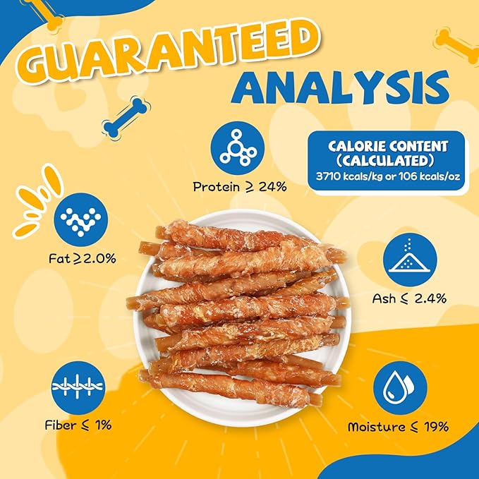Gazeupon Dog Dental Treats, Chicken Wrapped Peanut Butter Sticks, Healthy Training Snacks for Dogs, Easy to Digest, w/Glucosamine Chondroitin