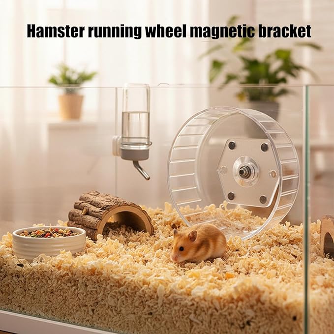 Hamster Running Wheel - Small Pet Spinner | Strong Magnet Exercise Wheel for Hamsters, Ferrets, Squirrels, Chinchillas, Hedgehogs, Hermit Crabs, Bearded Pets, Indoor Activity & Fitness Toy