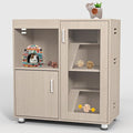 Hamster Cage Furniture with Storage Cabinet, House for Rat Chinchilla, 4-Tier Wood Habitat with Small Animal Cage for Rat, Hedgehog,Chinchilla with Openable Top (Wood)
