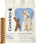 Groovies Senior Medium Dog Dental Chews for Dogs, Patented DentalFit Technology for Plaque & Tartar Support, Flexible Texture for Easy Chewing, Chicken Flavor, USA Manufactured,15–25 lb Dogs,45 Count