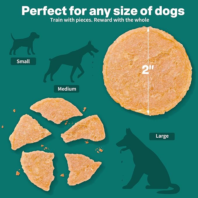 Dog Chicken Chips Treat - 6 oz, 100% Natural Ingredient Made in USA, High Protein Low Calorie Pet Training Chew Jerky Dried Food, Healthy Pet Supplies for Medium, Large Breeds & Puppy