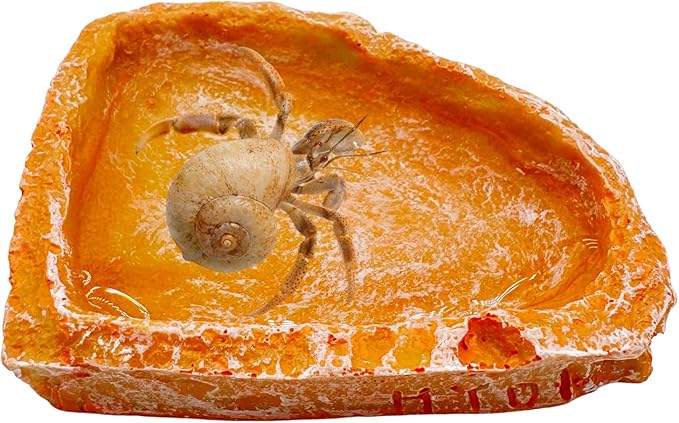 3 Pack Reptile Water Dish and Food Bowls, Reptile Rock Bowl for Bearded Dragon Lizard Frog Gecko Tortoise Hermit Crab (Orange)