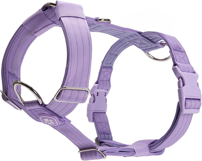 Spark Paws No Pull Dog Harness for Large Dogs, Heavy Duty Dog Harness for Big Strong Breeds, Adjustable, Y Shaped Padded Halter Design with Front Clip - Purple - Large