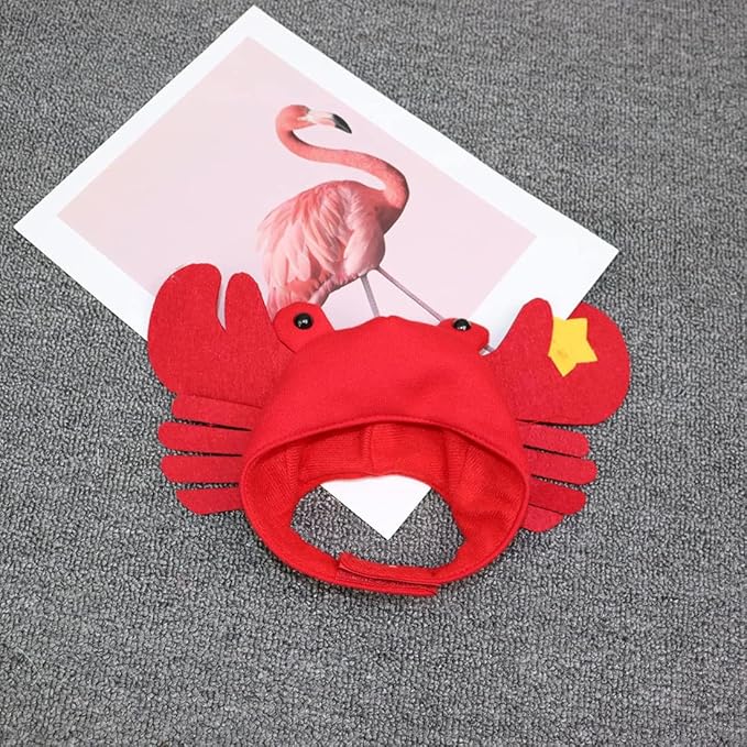 Dzrige Halloween Pet Crab Hat Red Plush Crab Hat Funny Cat Pup Small Pet Hat Halloween Crab Headwear for Halloween Masquerade Dress Up Cosplay