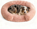 Calming Cute Dog Beds for Medium Dogs, Orthopedic Cushion Anti-Anxiety Donut Cuddler Bed, Soft Fluffy Faux Fur Plush Warming Cozy Removable Cover, Fits up to 35 lbs Pets (Round, Blush 28")