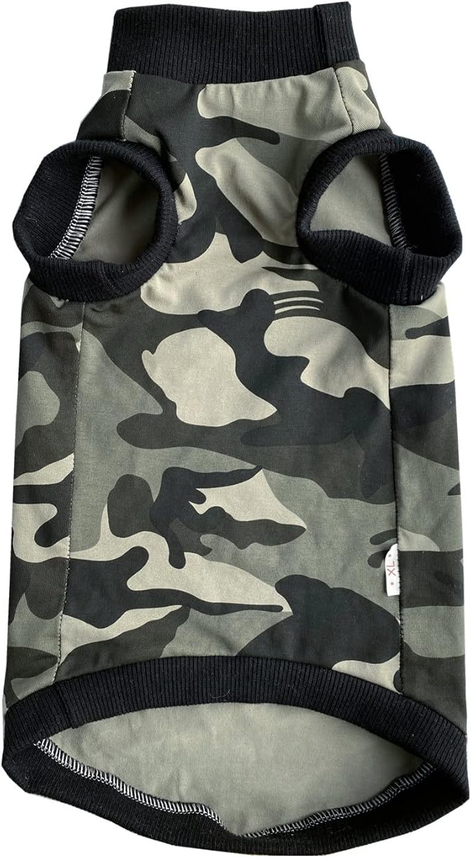 Sphynx Hairless Cat Summer Cotton T-Shirts Cat Vest Pet Clothes,Round Collar Vest Kitten Shirts Sleeveless, Cats & Small Dogs Apparel (XX-Large, Black Camo)