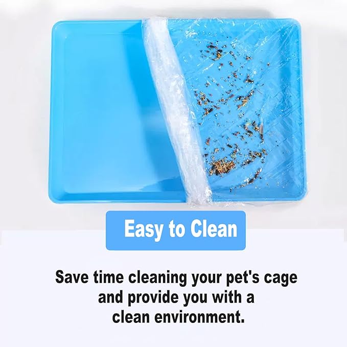 50 Pcs Disposable Rabbit Cage Liner, 26'' X 18'' Plastic Guinea Pig Cage Liners Bag Elastic Small Animal Toilet Film, Clear Crate Tray Covers for Bunnies Ferret Hamster