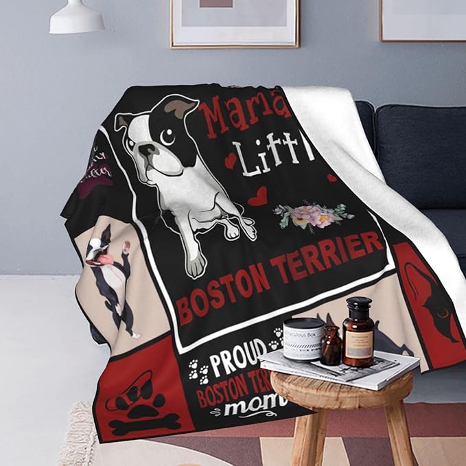 Boston Terrier Blanket Boston Terrier Gifts Throw Blankets Fleece Flannel Blanket Plush Lightweight Blanket Dog Stuff Gift for Couch Sofa Bed for Women Girls 50"X40"
