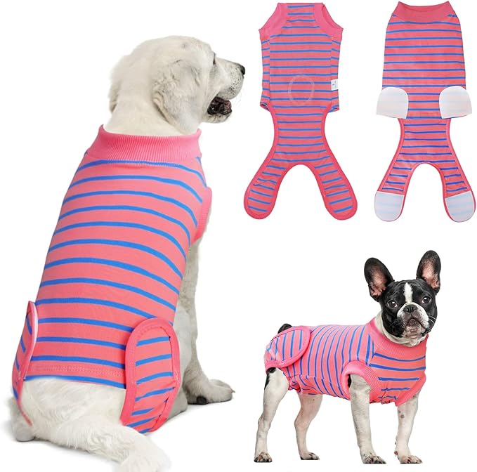 Dog Surgery Recovery Suit, Recovery Shirt for Male Female Dog Cats, Cone E-Collar Alternative Abdominal Wounds Spay Bandages Onesie, Anti-Licking Pet Surgical Recovery Suit,Pink Medium