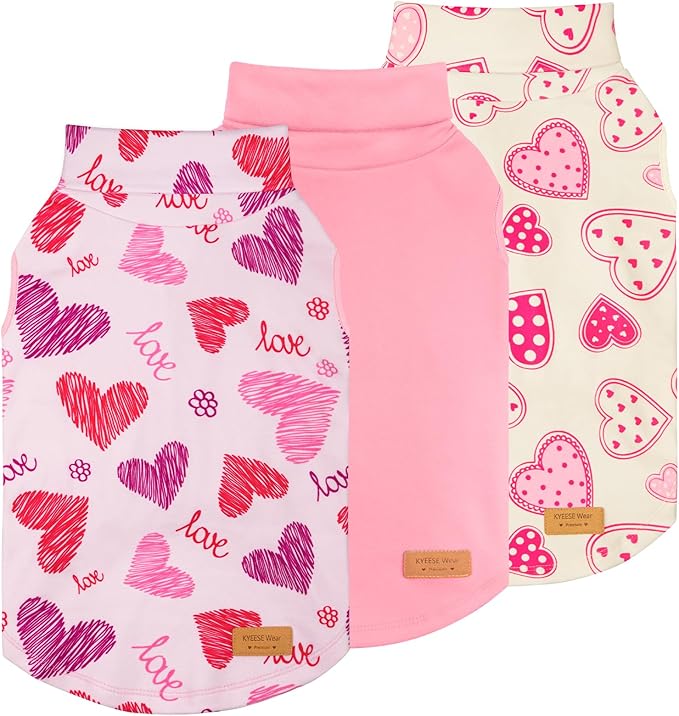KYEESE 3Pack Valentines Dog Sweater, Stretchy Dogs Sweater Medium Size Dog, Warm Medium Pet Sweaters, Soft Large Pet Sweaters, Turtleneck Pets Clothes for Large Dogs, Comfy Pets Shirt Vest, 2XL