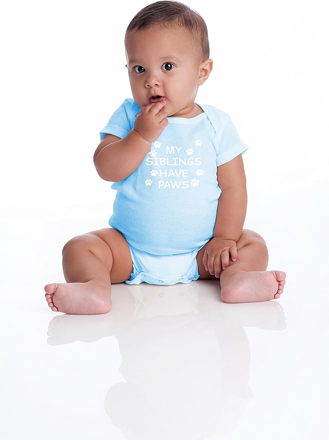 My Sibling have Paws - Funny Baby Essentials Bodysuit - Cute Newborn Outfit Boy Girls Clothes