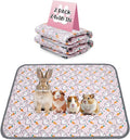 Reusable Guinea Pig Cage Liners, 24" x 18" (Pack of 2) Washable Pee Pads , Super Absorbent & Waterproof & Anti-Slip Pet Bedding Liner, Rabbit Cage Mat for Small Animals (Pink)