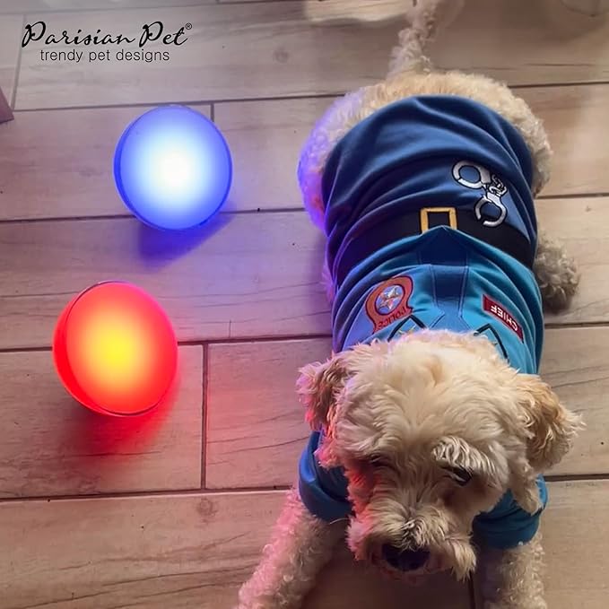 Parisian Pet Police Dog Costume - 100% Cotton Blue Dog Clothes for Medium Dogs - Lightweight Puppy Outfits - Funny Schitzu Clothes - Cute Cop Uniform Pet Shirt - Stretchy T Shirt for Dogs