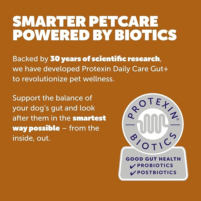 Protexin Daily Care Gut+ Wellness | 60 Dog Chews, Duck and Carrot Flavor Dog Supplement | Probiotics for Dogs, Dog Postbiotics