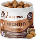 WuffWell Mighty Mushroom Supplement for Dogs - Turkey Tail & Green Lipped Mussel - Senior Dog Wellness, Immune Support, Turmeric - Enhance Vitality & Longevity in Aging Dogs - 7 Mushrooms