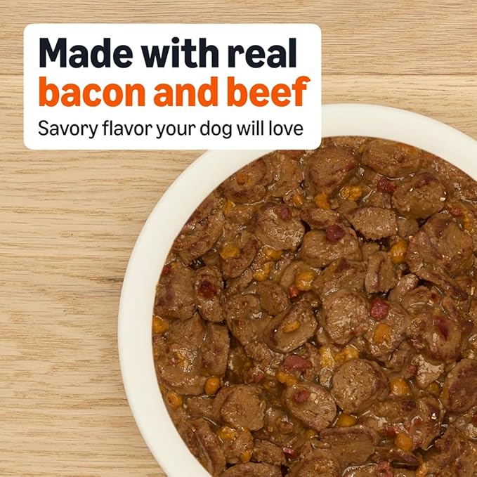 Amazon Basics Wet Dog Food Meaty Loaf Variety Pack, Bacon Cheeseburger Flavor and Beef Flavor, Made with Real Chicken and Beef, 13.2 oz can (6 cans of Each Flavor, 12 cans in Total)