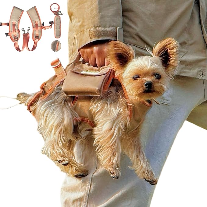 Pet Carrier Sling & Backpack, Full Body Lift Harness, Soft Lift Support and Rehab Harness for Small Dogs and Cats (Khaki, XXS)
