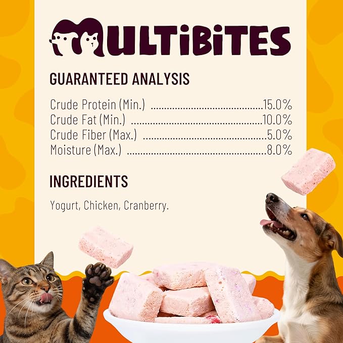 Freeze Dried Cranberry Yogurt Cat&Dog Treats - Healthy Cat Snacks with Probiotics - Low Calorie, High Protein Kitten Treats for Digestive&Urinary Tract Health 2.82oz