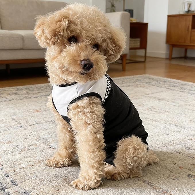 Kukaster Pet Dog Surgical Suit - Recovery Onesie for Dogs After Surgery, Spayed Female/Male Puppy, Breathable Anti-Lick Clothes, Alternative to Cone(Black and White-m)