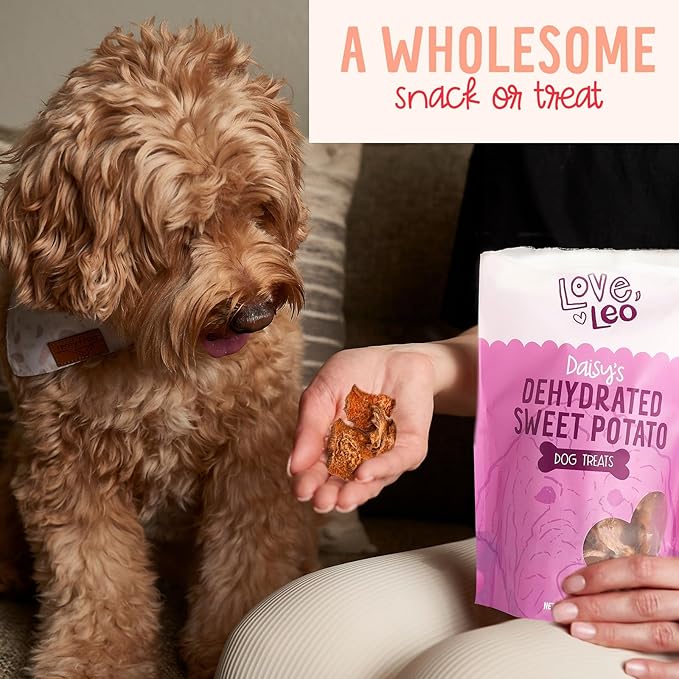 Love Leo Dehydrated Sweet Potato Dog Treats (2 - Pack) - 100% Natural, Grain-Free, Dried, Single Ingredient Sweet Potato Treats for Dogs