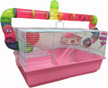 Pink Extra Large 23" Habitat Hamster Rodent Gerbil Mouse Mice Rat Wire Cage Long Crossing Tube & Deep Tray Expandable and Customizable 23.2" L x 14" W x 15.7" H