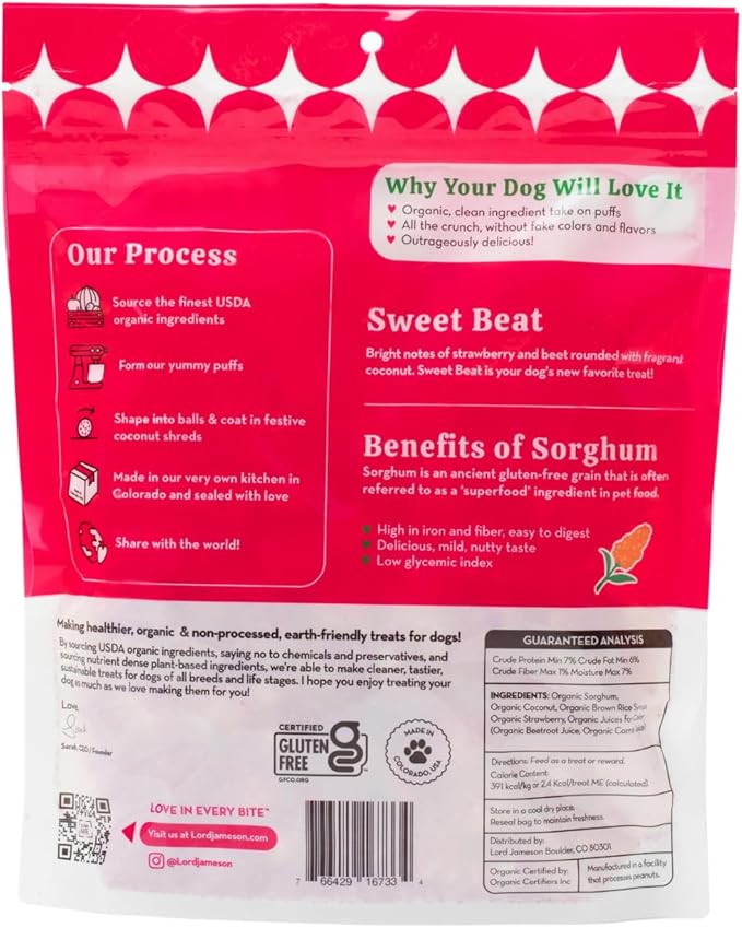 Lord Jameson Wild Berri and Sweet Beat Bundle – Low Calorie Dog Training Treats, Organic Crunchy Dog Treats, Gluten Free & Plant-Based, USDA Certified, Made in USA