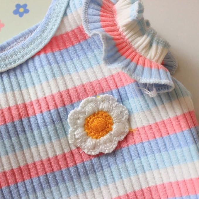 Dog Rainbow Stripe Dress Summer Cat Outfits Soft Breathable Cotton Outfits Clothes for Small Medium X-L XX-L Girls Puppy Lightweight Pet Dresses