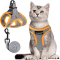 FAYOGOO Cat Harness and Leash Set | Upgrade Step-in Escape Proof Harness | Lightweight Soft Vest, No-Choke Design for Walking, Travel, Camping (Gray)