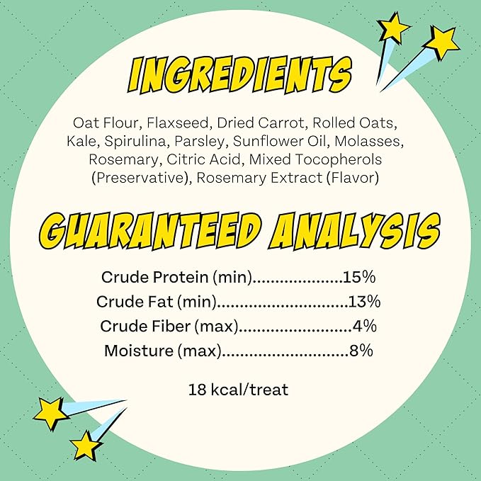 Chippin Healthy Dog Treats, All Natural Crunchy Biscuits with Spirulina, Kale, Oats, Low Calorie, No Meat, Hypoallergenic, Vegan Treats for Puppy, Small, Large Dogs
