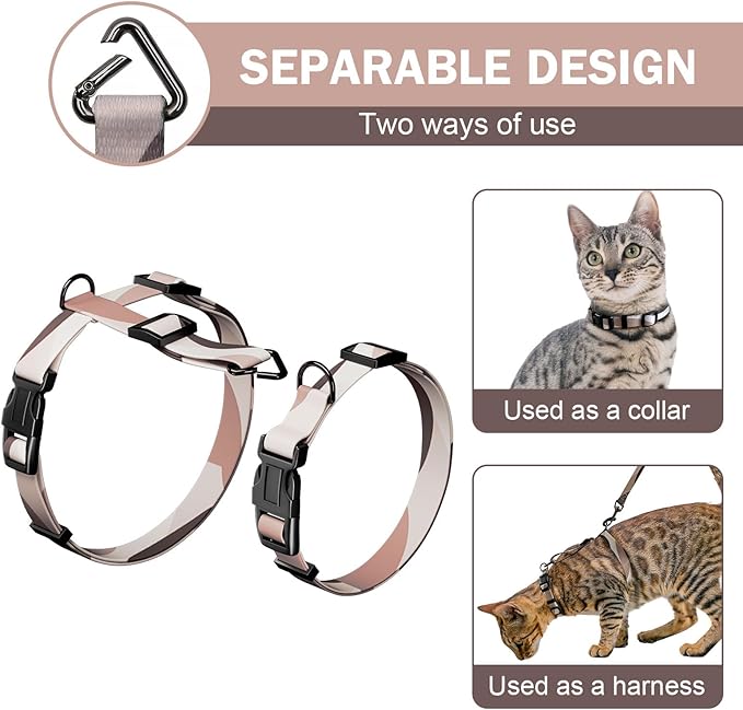 Hikiko Cat Harness and Leash Set Escape Proof Adjustable Walking Travel Soft Kitten Harness for Small Medium Large Cats (Color Block, M)