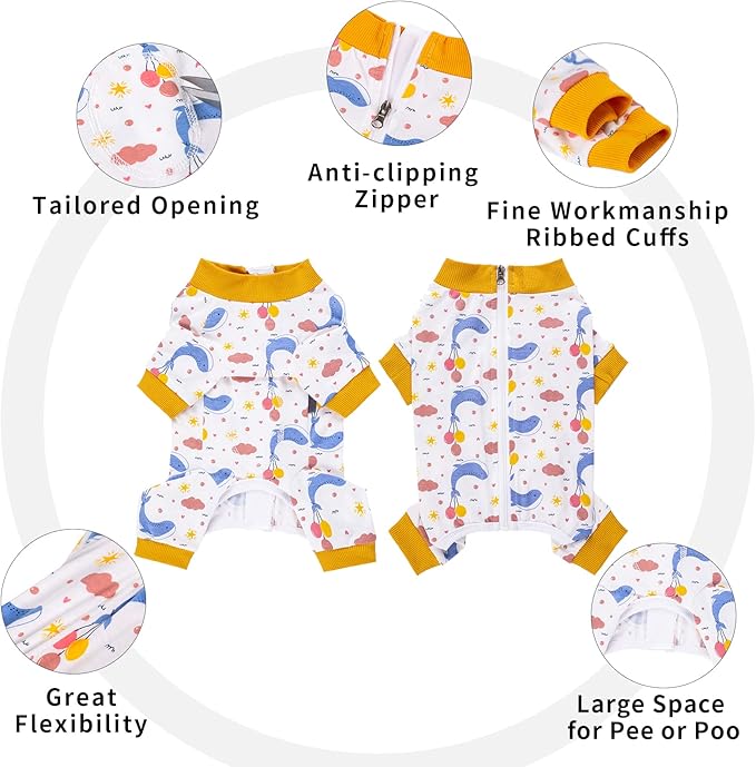 Dog Surgery Recovery Suit, Dog Onesie for Surgery Female Male Dogs, Dogs Pajamas Long Sleeve, Small Dogs Onesie, Abdominal Wound Bandages Surgical Suit, Cat Recovery Suit for Shedding Skin Disease