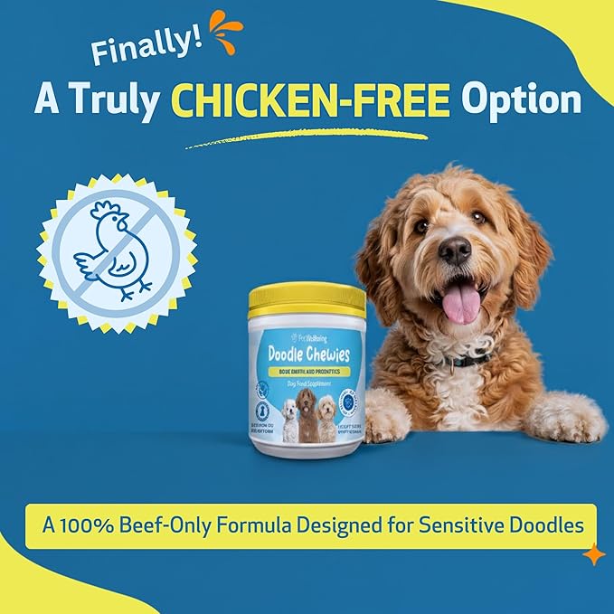 Pet Wellbeing Doodle Chewies for Doodles and Dogs Vet-Formulated - Bone Broth, Beef Liver, Antioxidant-Rich Fruits & Veggies, Probiotics - Nutritional Supplement 100 Soft Chews