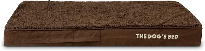 The Dog’s Bed Orthopedic Memory Foam Dog Bed for Large Dogs, Waterproof Washable Cover, Anti-Slip Base, Calming Surface – CertiPUR-Certified Foam, Brown Plush, 4 Inch Thick