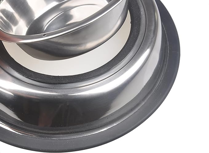 Van Ness Pets Stainless Steel Double Dish Food And Water Bowl For Cats/Small Dogs, 16 OZ, Wide No-Tip Base