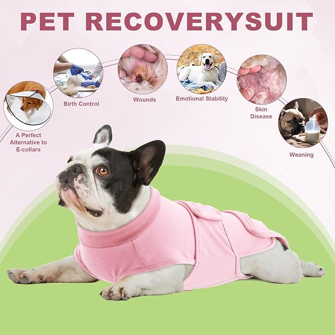 OYX Dog Surgery Recovery Suit, Adjustable Back Dog Onesie for Surgery Female Male, Recovery E-Collar & Cone Alternative Surgical Spay, Breathable Bodysuit Shirt Protect Dog's Prevent Licking, Pink M