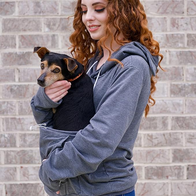 ALYC Unisex Hoodies Pet Holder Cat Dog Large Pouch Carriers Pullover with Cat Printing Sweatshirt (Dark Grey-Classic Version, XXXL)