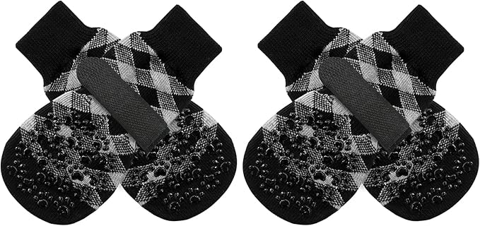 EXPAWLORER Anti Slip Dog Socks to Prevent Licking Paws, Dog Shoes for Hot Pavement, Dog Booties for Small Medium Large Senior Dogs, Traction Control Boots & Paw Protectors for Hardwood Floors