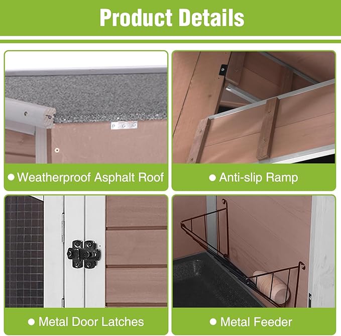 Rabbit Hutch Indoor & Outdoor, Mobile Bunny Hutch with Wheels, 47’’ Wooden Rabbit Cage with 2 Pull Out Trays and Ramp, Two-Story Design Guinea Pig Cages
