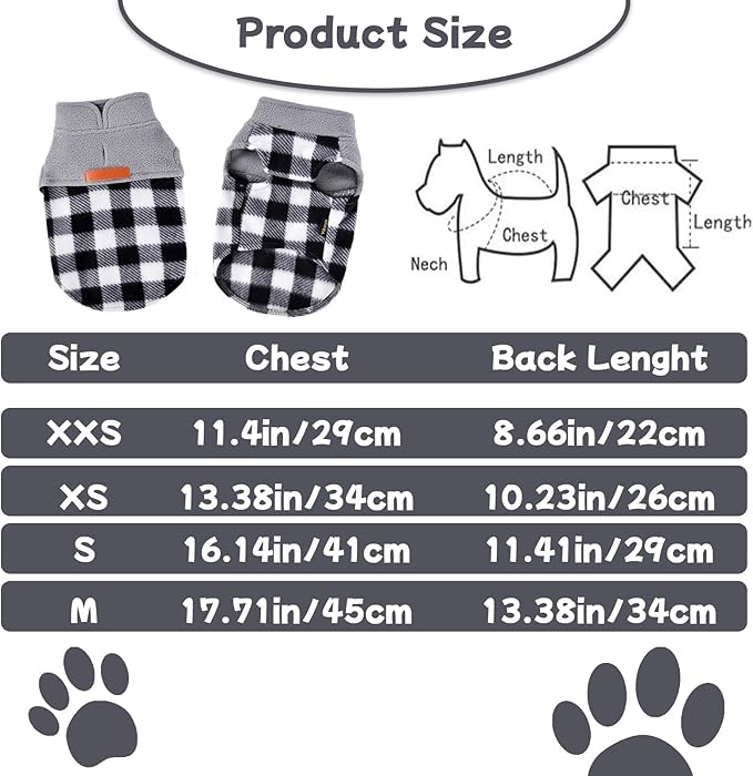 DaFuEn Dog Sweater, Dog Fleece Vest Winter Coat for Boy Girl, Pet Clothes Pullover, Soft Stretchy Puppy Sweater, Yorkie Teacup Chihuahua Jacket (Grey Plaid, XXS)