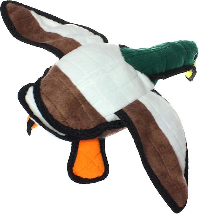 TUFFY - World's Tuffest Soft Dog Toy -Barnyard- Multiple Layers. Made Durable, Strong & Tough. Interactive Play (Tug, Toss & Fetch). Machine Washable & Floats. (Duck, Large 2 Pack)