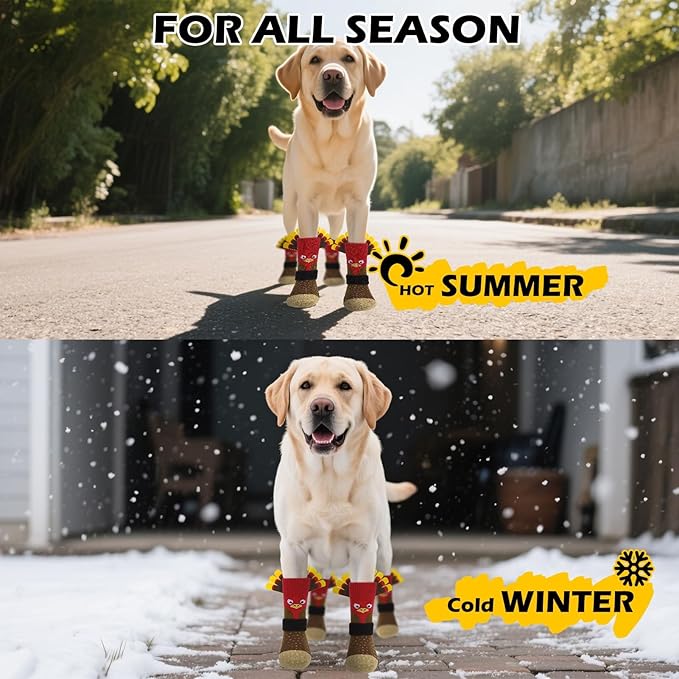 EXPAWLORER Thanksgiving Anti Slip Dog Socks to Prevent Licking Paws,Boots & Paw Protectors with Grippers,Doggie Booties for Hardwood Floors for Small Medium Large Senior Dogs Lifelike Costume Turkey S