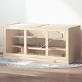 Extra Large Hamster Cage, Wooden Chinchilla Cage, 3-Layer Hamster Hideout with Open Roof Gerbil Cage for Ferret, Mice Rat Reptiles (Natural)